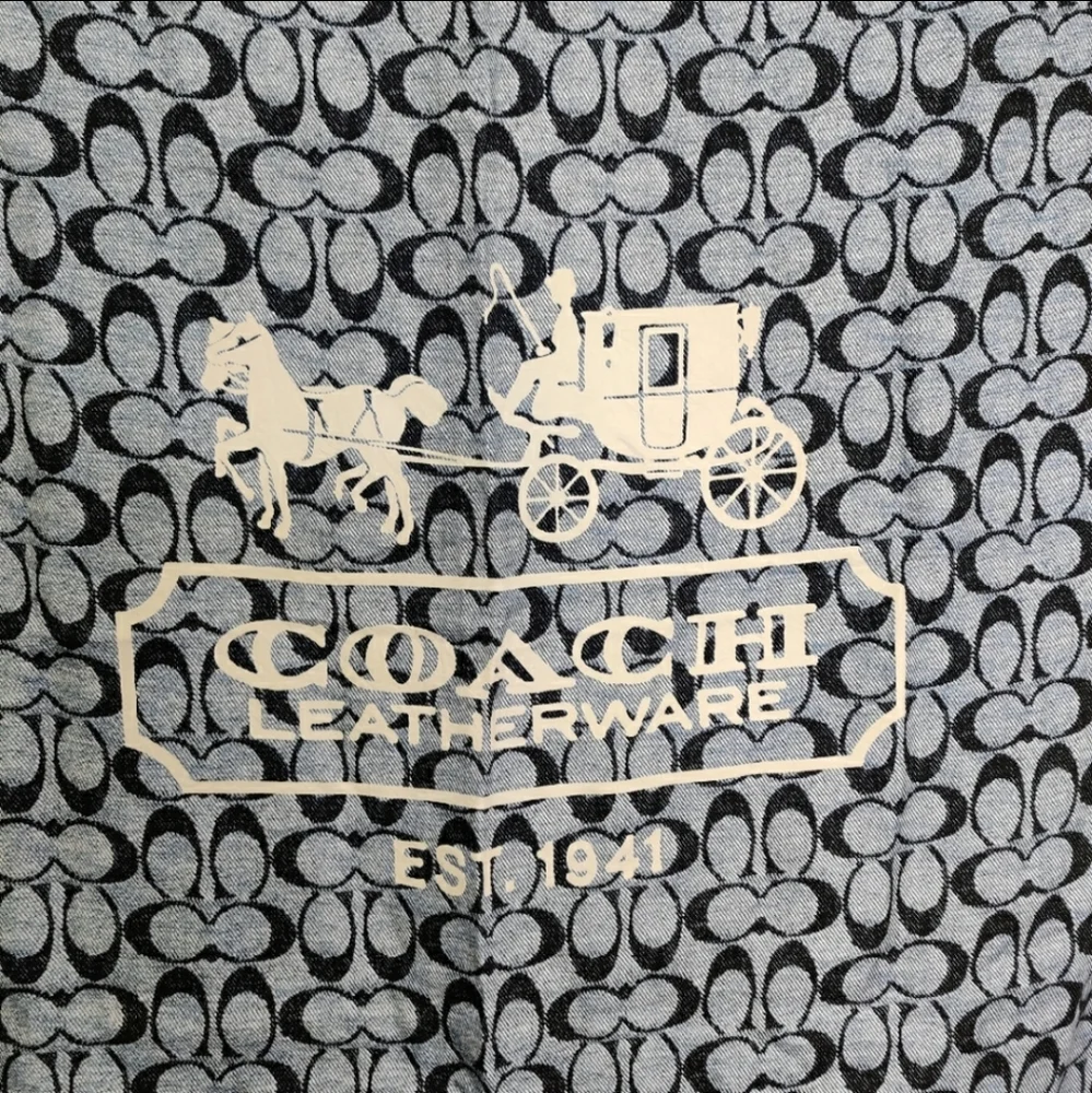 Coach Blue Horse and Carriage Logo 100% Silk 26